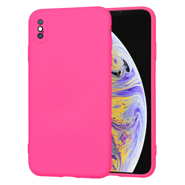 Husa de protectie Techsuit SoftFlex compatibila cu Apple iPhone XS Max, acoperire spate, roz neon