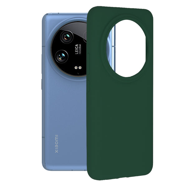 Husa de protectie Techsuit Soft Edge Silicone compatibila cu Xiaomi 14 Ultra, acoperire spate, verde inchis