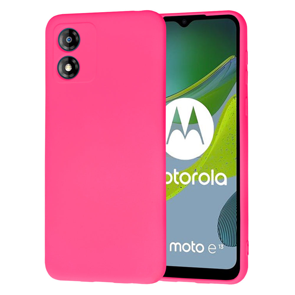 Husa de protectie Techsuit SoftFlex compatibila cu Motorola Moto E13, acoperire spate, roz neon