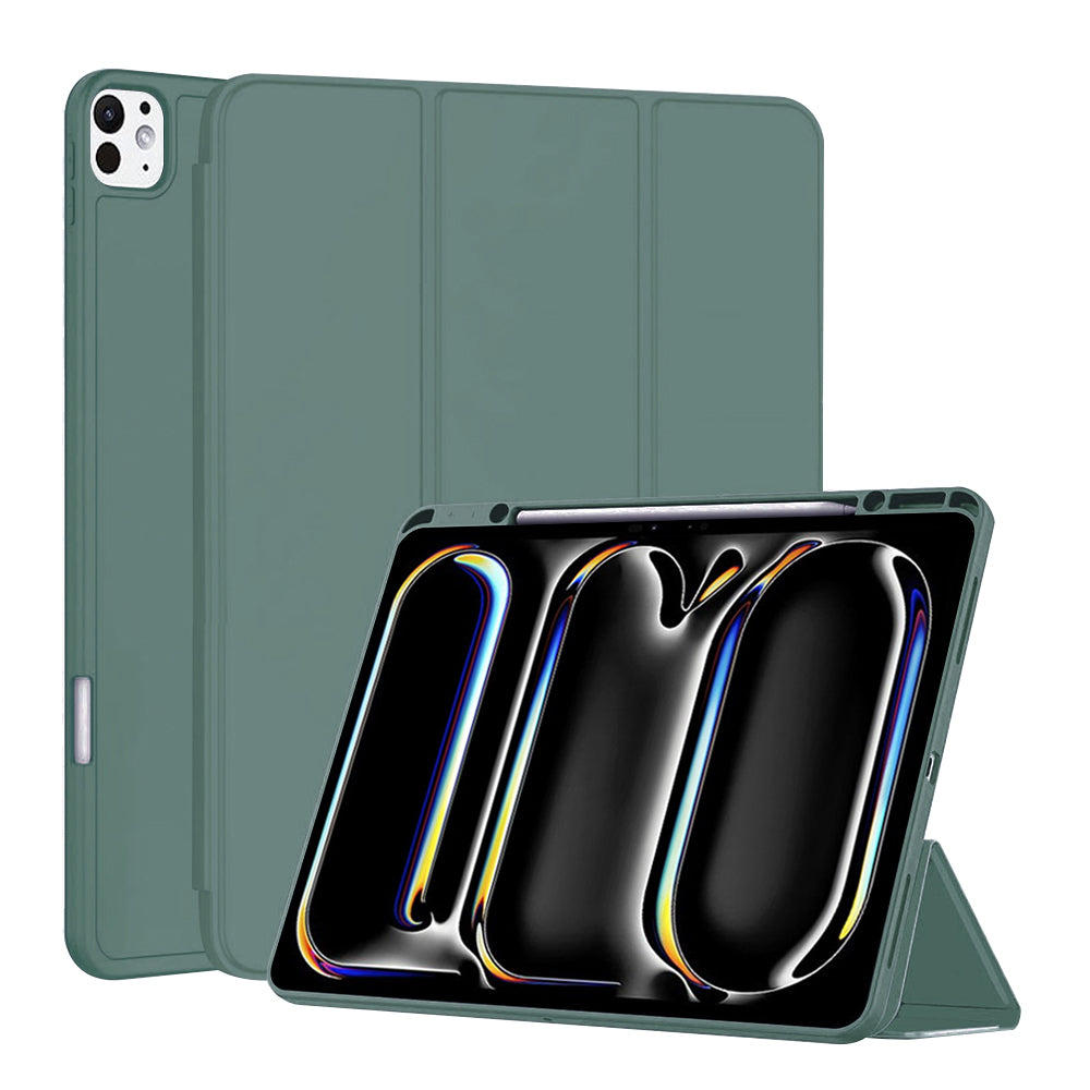 Husa de protectie pentru tableta Techsuit Flex Trifold compatibila cu Apple iPad Pro 13 (2024), verde inchis, TPU