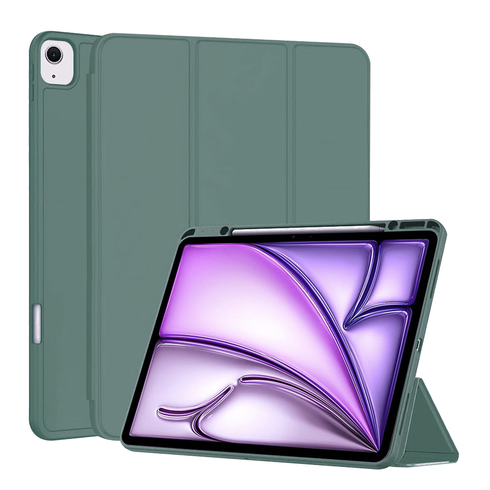 Husa de protectie pentru tableta Techsuit Flex Trifold compatibila cu Apple iPad Air 13 (2024), verde inchis, TPU