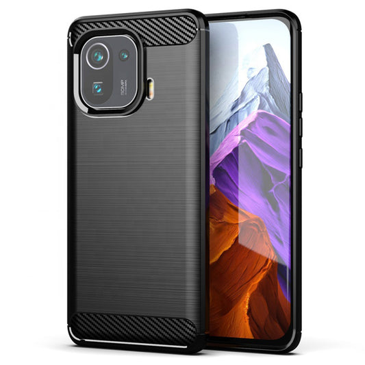 Husa de protectie Techsuit Carbon Siliconecompatibila cu Xiaomi Mi 11 Pro , acoperire spate, negru