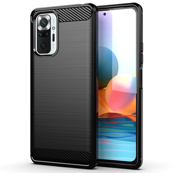 Husa de protectie Techsuit Carbon Siliconecompatibila cu Xiaomi Redmi Note 10 Pro , acoperire spate, negru