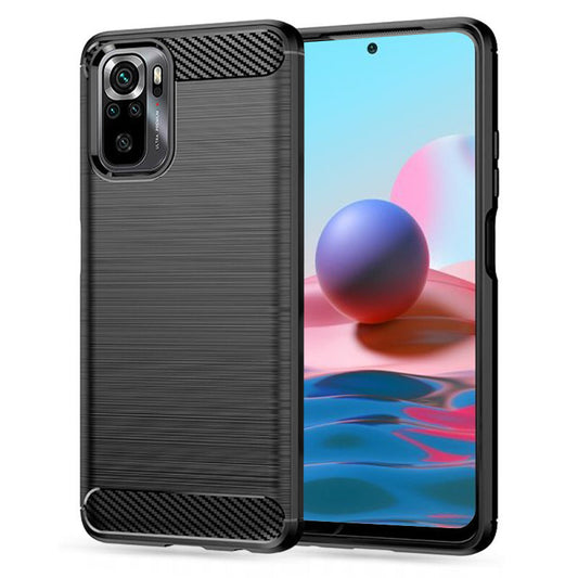 Husa de protectie Techsuit Carbon Siliconecompatibila cu Xiaomi Redmi Note 10 4G , acoperire spate, negru