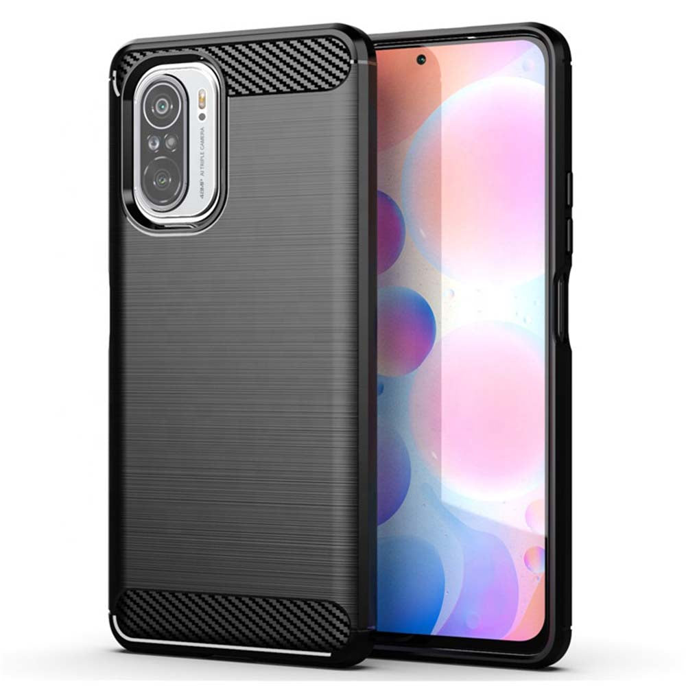 Husa de protectie Techsuit Carbon Siliconecompatibila cu Xiaomi Redmi Poco F3 , acoperire spate, negru