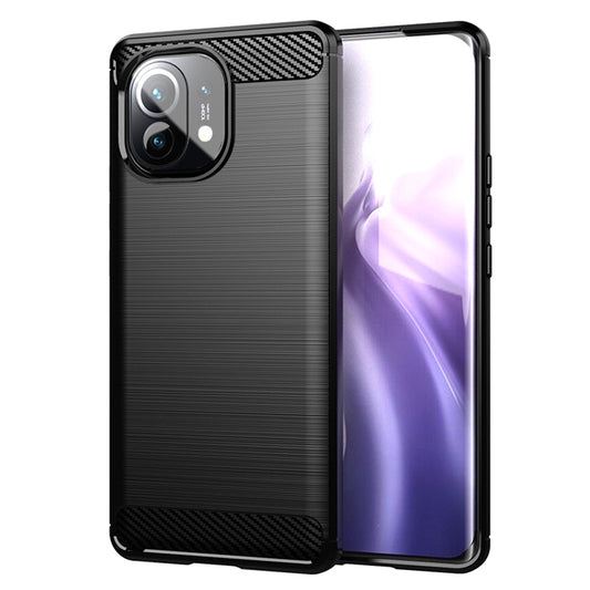 Husa de protectie Techsuit Carbon Siliconecompatibila cu Xiaomi Mi 11 Lite 4G , acoperire spate, negru