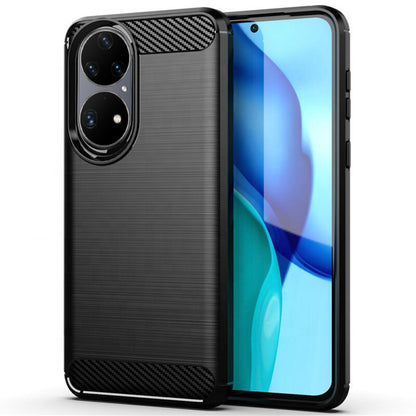 Husa de protectie Techsuit Carbon Siliconecompatibila cu Huawei P50 , acoperire spate, negru
