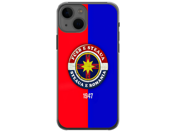 Husa Silicon HQCover compatibila cu Apple iPhone 13, model FCSB Steaua, rezistenta la socuri si zgarieturi, SP1M00003