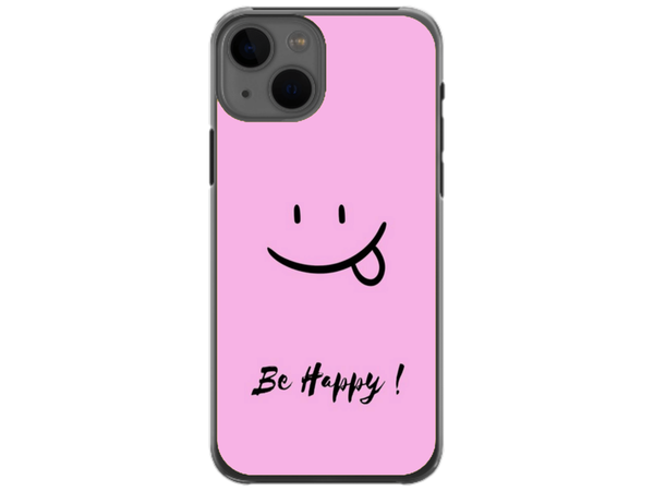 Husa Silicon HQCover compatibila cu Apple iPhone 13, model Be Happy, rezistenta la socuri si zgarieturi, SP1M00033