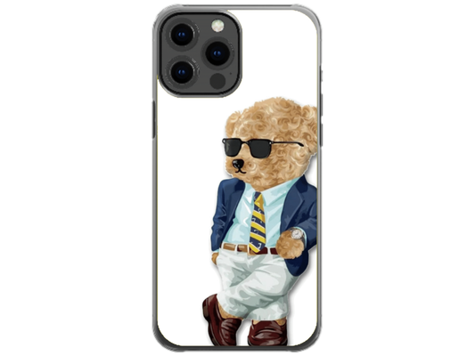 Husa Silicon HQCover compatibila cu Apple iPhone 15 Pro, model Urs Cool, rezistenta la socuri si zgarieturi, SP1M00012