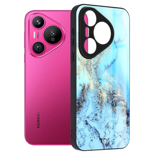 Husa de protectie Techsuit Glaze Series compatibila cu Huawei Pura 70, acoperire spate, Blue Ocean