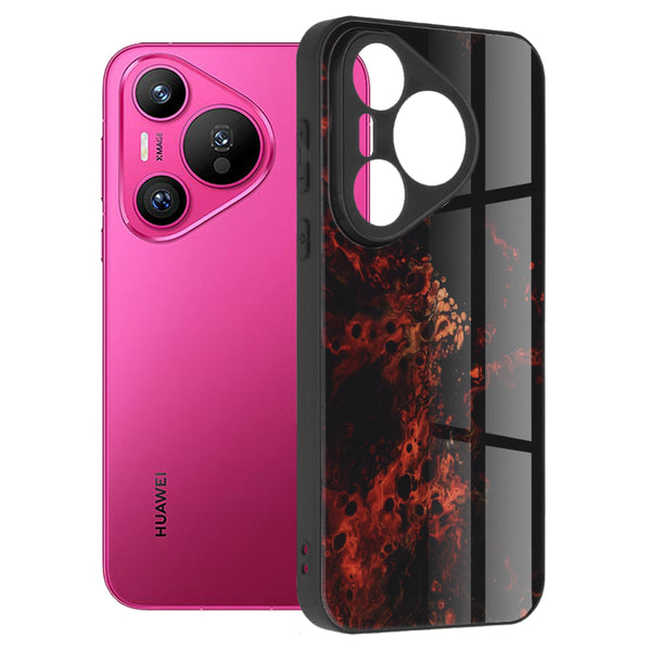 Husa de protectie Techsuit Glaze Series compatibila cu Huawei Pura 70, acoperire spate, Red Nebula