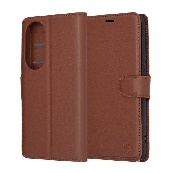 Husa de protectie Techsuit Leather Folio compatibila cu Honor 90, acoperire spate, maro