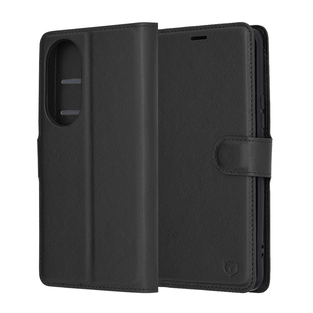 Husa de protectie Techsuit Leather Folio compatibila cu Honor 90, acoperire spate, negru