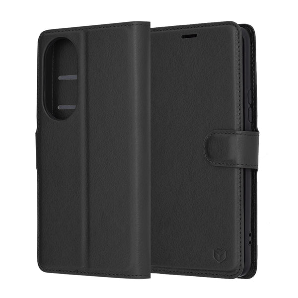 Husa de protectie Techsuit Leather Folio compatibila cu Honor 90, acoperire spate, negru