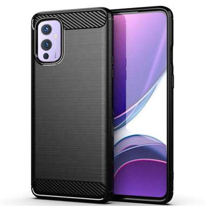Husa de protectie Techsuit Carbon Siliconecompatibila cu Oneplus 9, acoperire spate, negru