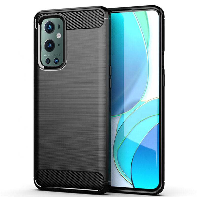 Husa de protectie Techsuit Carbon Siliconecompatibila cu Oneplus 9 Pro , acoperire spate, negru