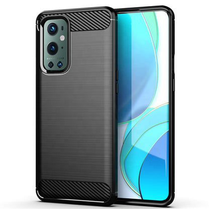 Husa de protectie Techsuit Carbon Siliconecompatibila cu Oneplus 9 Pro , acoperire spate, negru