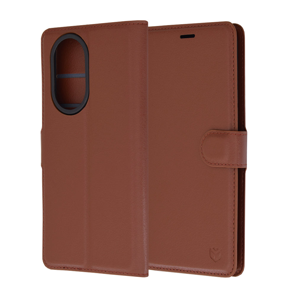 Husa de protectie Techsuit Leather Folio compatibila cu Honor 200, acoperire spate, maro