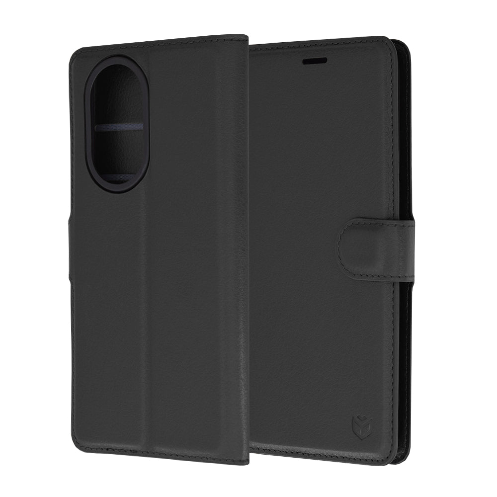 Husa de protectie Techsuit Leather Folio compatibila cu Honor 200, acoperire spate, negru