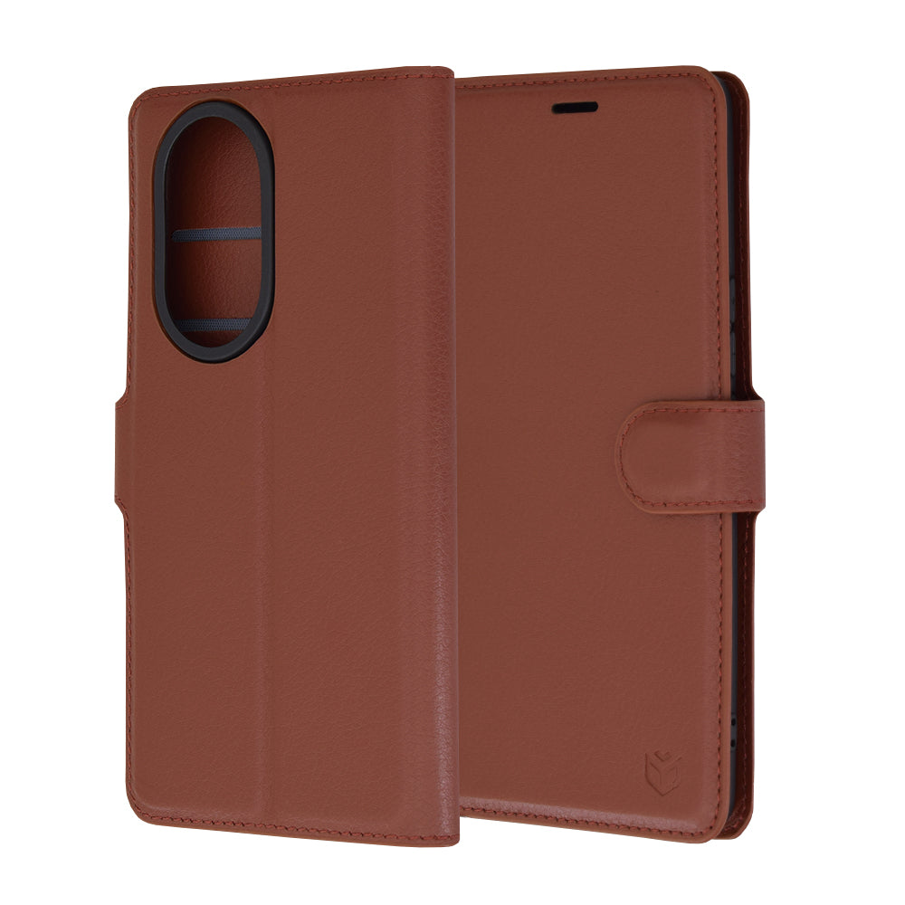 Husa de protectie Techsuit Leather Folio compatibila cu Honor 200 Lite, acoperire spate, maro