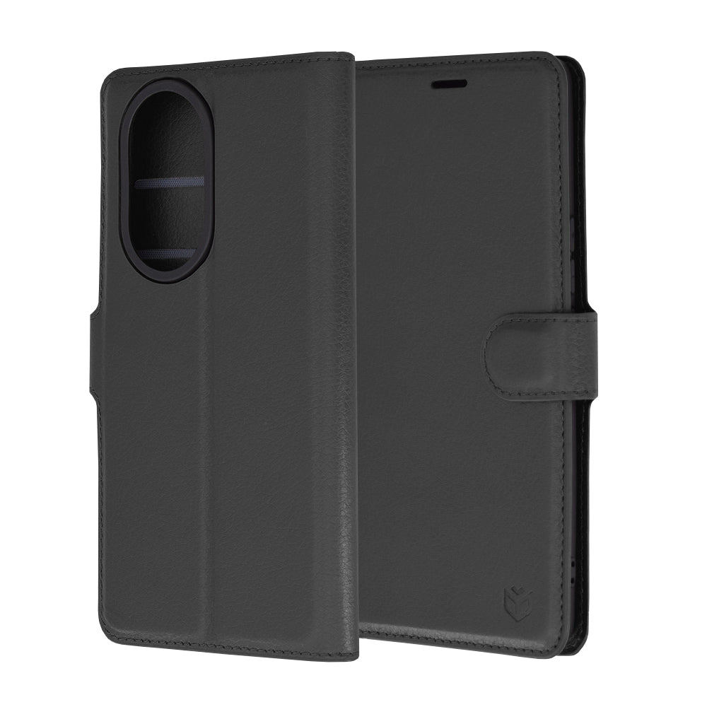 Husa de protectie Techsuit Leather Folio compatibila cu Honor 200 Lite, acoperire spate, negru