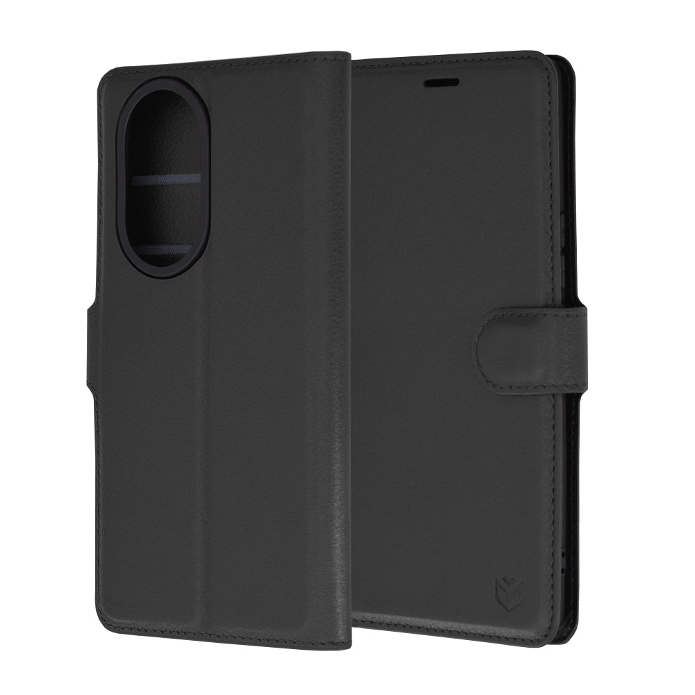 Husa de protectie Techsuit Leather Folio compatibila cu Honor 200 Pro, acoperire spate, negru