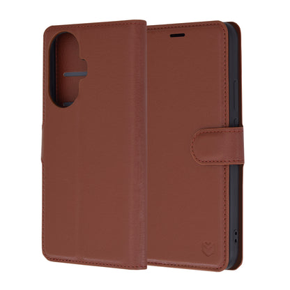 Husa de protectie Techsuit Leather Folio compatibila cu Huawei nova 11, acoperire spate, maro