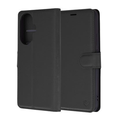 Husa de protectie Techsuit Leather Folio compatibila cu Huawei nova 12s, acoperire spate, negru