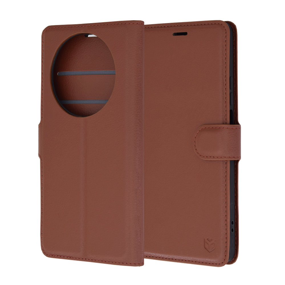Husa de protectie Techsuit Leather Folio compatibila cu Huawei nova 12i, acoperire spate, maro
