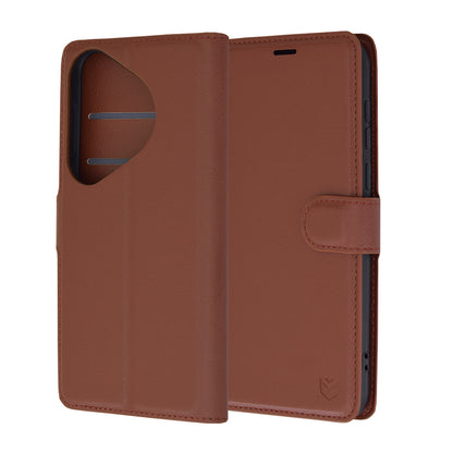 Husa de protectie Techsuit Leather Folio compatibila cu Huawei Pura 70, acoperire spate, maro