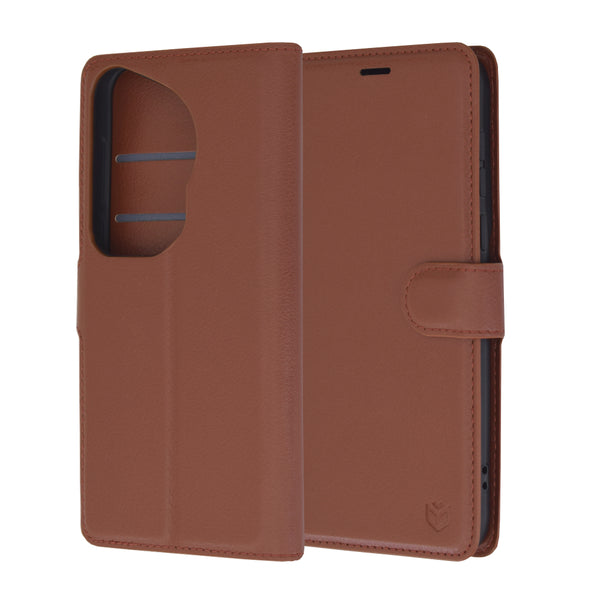 Husa de protectie Techsuit Leather Folio compatibila cu Huawei Pura 70 Ultra, acoperire spate, maro