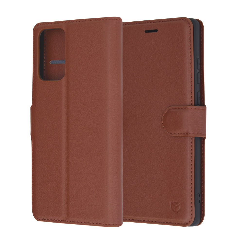 Husa de protectie Techsuit Leather Folio compatibila cu Motorola Edge 50 Fusion, acoperire spate, maro