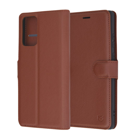 Husa de protectie Techsuit Leather Folio compatibila cu Motorola Edge 50 Fusion, acoperire spate, maro