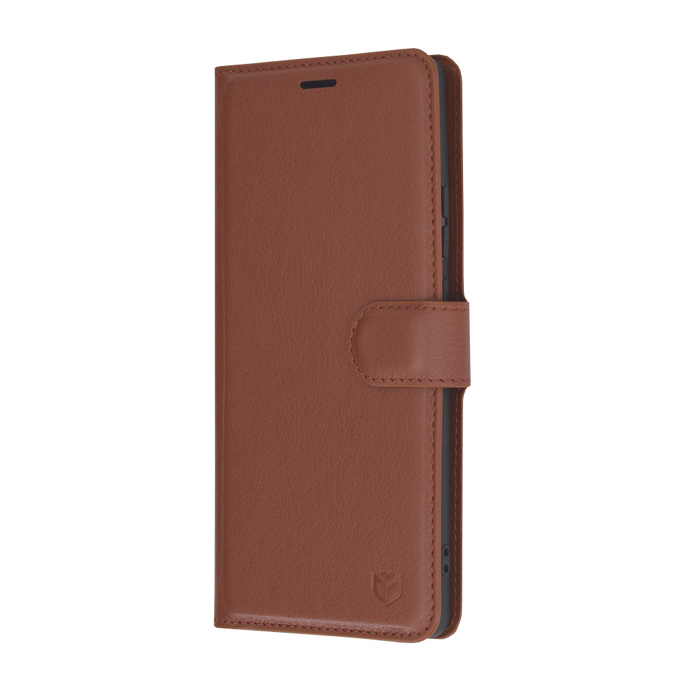Husa de protectie Techsuit Leather Folio compatibila cu Motorola Edge 50 Ultra, acoperire spate, maro