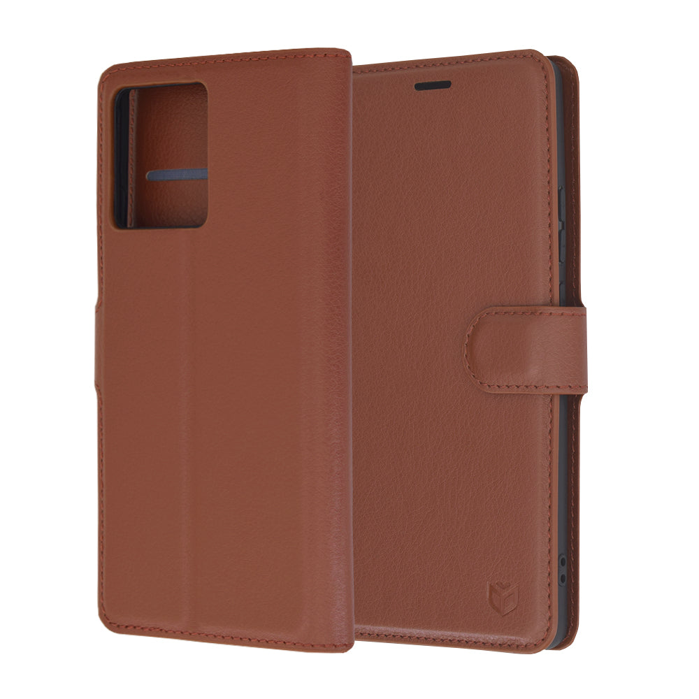 Husa de protectie Techsuit Leather Folio compatibila cu Motorola Edge 50 Ultra, acoperire spate, maro
