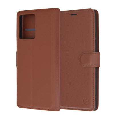 Husa de protectie Techsuit Leather Folio compatibila cu Motorola Edge 50 Ultra, acoperire spate, maro