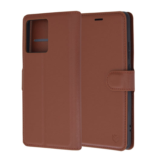 Husa de protectie Techsuit Leather Folio compatibila cu Motorola Edge 50 Pro, acoperire spate, maro