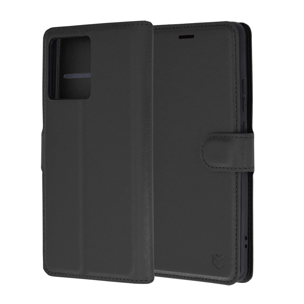 Husa de protectie Techsuit Leather Folio compatibila cu Motorola Edge 50 Pro, acoperire spate, negru
