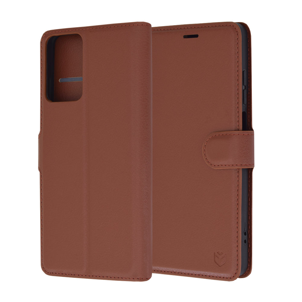 Husa de protectie Techsuit Leather Folio compatibila cu Motorola Moto G24 Power, acoperire spate, maro