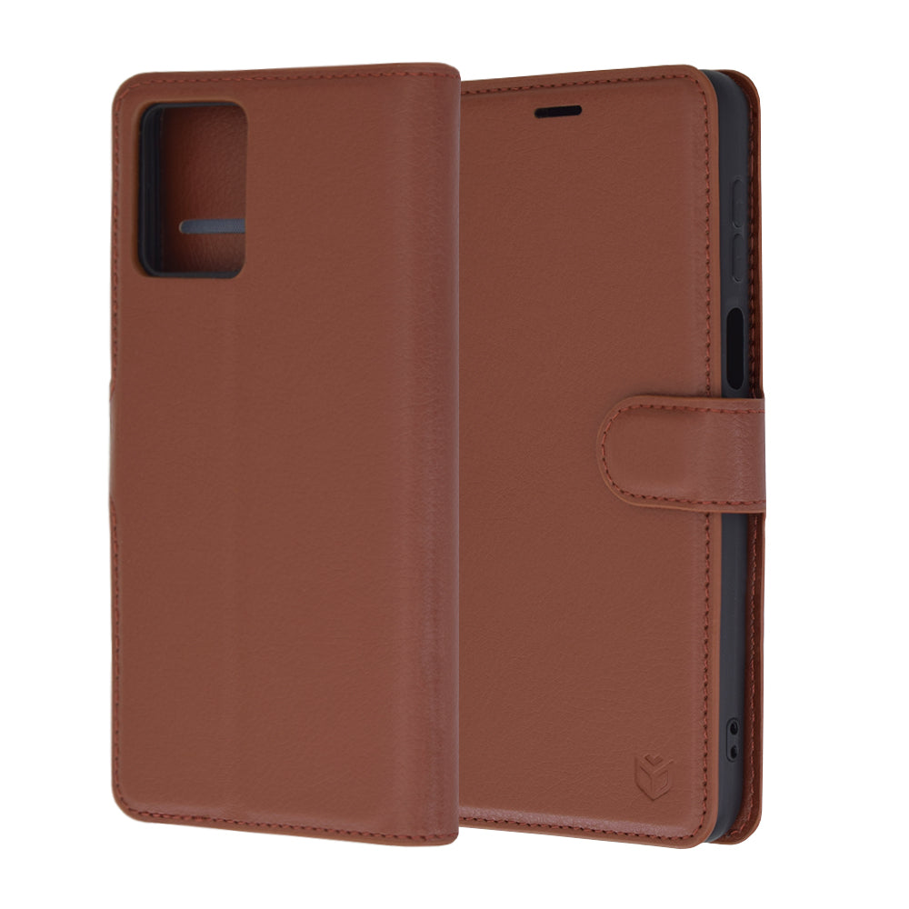Husa de protectie Techsuit Leather Folio compatibila cu Motorola Moto G54 Power Edition, acoperire spate, maro