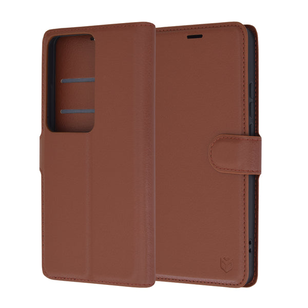 Husa de protectie Techsuit Leather Folio compatibila cu Oppo Reno11 F, acoperire spate, maro