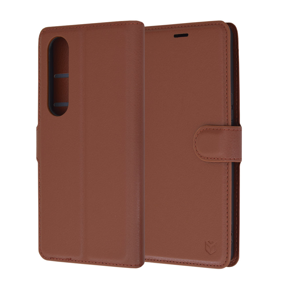 Husa de protectie Techsuit Leather Folio compatibila cu Sony Xperia 1 VI, acoperire spate, maro