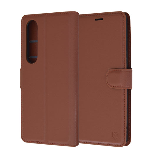 Husa de protectie Techsuit Leather Folio compatibila cu Sony Xperia 1 VI, acoperire spate, maro