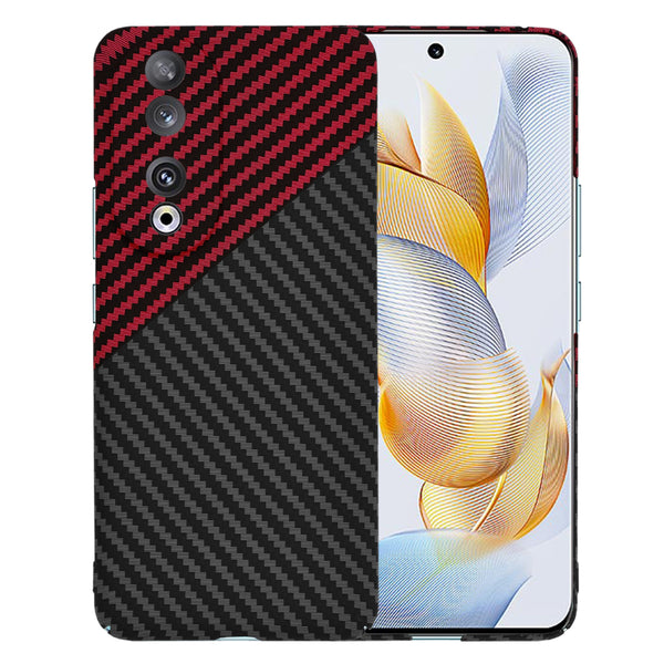 Husa de protectie Techsuit Carbonite FiberShell compatibila cu Honor 90, acoperire spate, rosu si negru