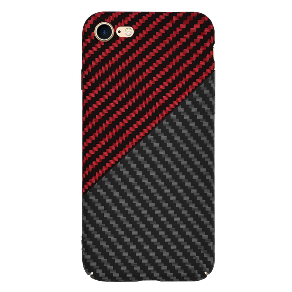 Husa de protectie Techsuit Carbonite FiberShell compatibila cu Apple iPhone SE 2022 , acoperire spate, rosu si negru