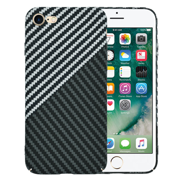 Husa de protectie Techsuit Carbonite FiberShell compatibila cu Apple iPhone 7 , acoperire spate, argintiu si negru