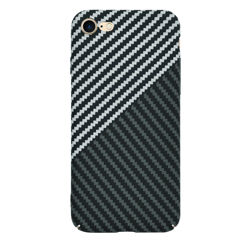 Husa de protectie Techsuit Carbonite FiberShell compatibila cu Apple iPhone 8 , acoperire spate, argintiu si negru