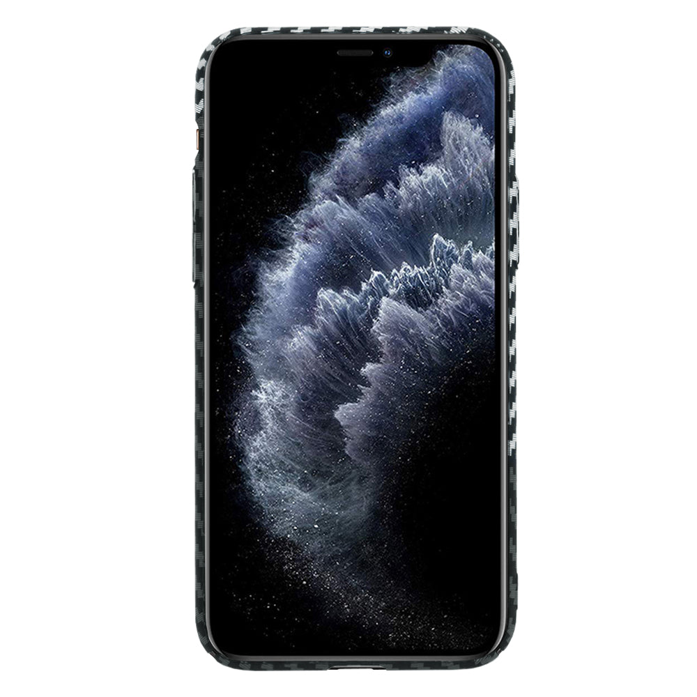 Husa de protectie Techsuit Carbonite FiberShell compatibila cu Apple iPhone 11 Pro , acoperire spate, argintiu si negru