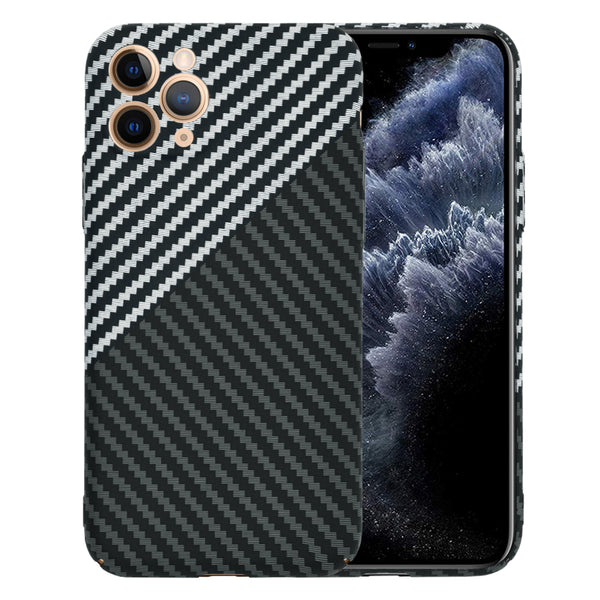 Husa de protectie Techsuit Carbonite FiberShell compatibila cu Apple iPhone 11 Pro , acoperire spate, argintiu si negru